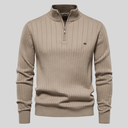 Herren Pullover Frühlings Half-Zip Rippstrick Bequem