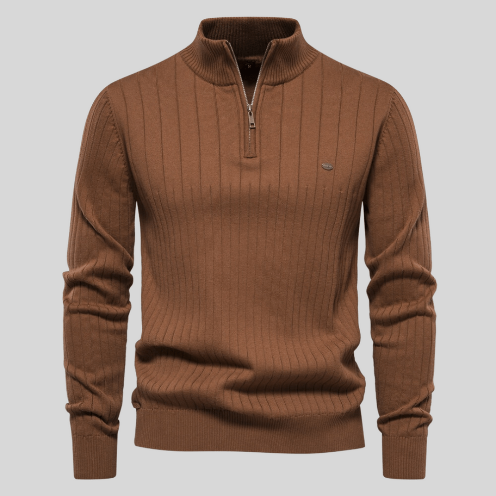 Herren Pullover Frühlings Half-Zip Rippstrick Bequem