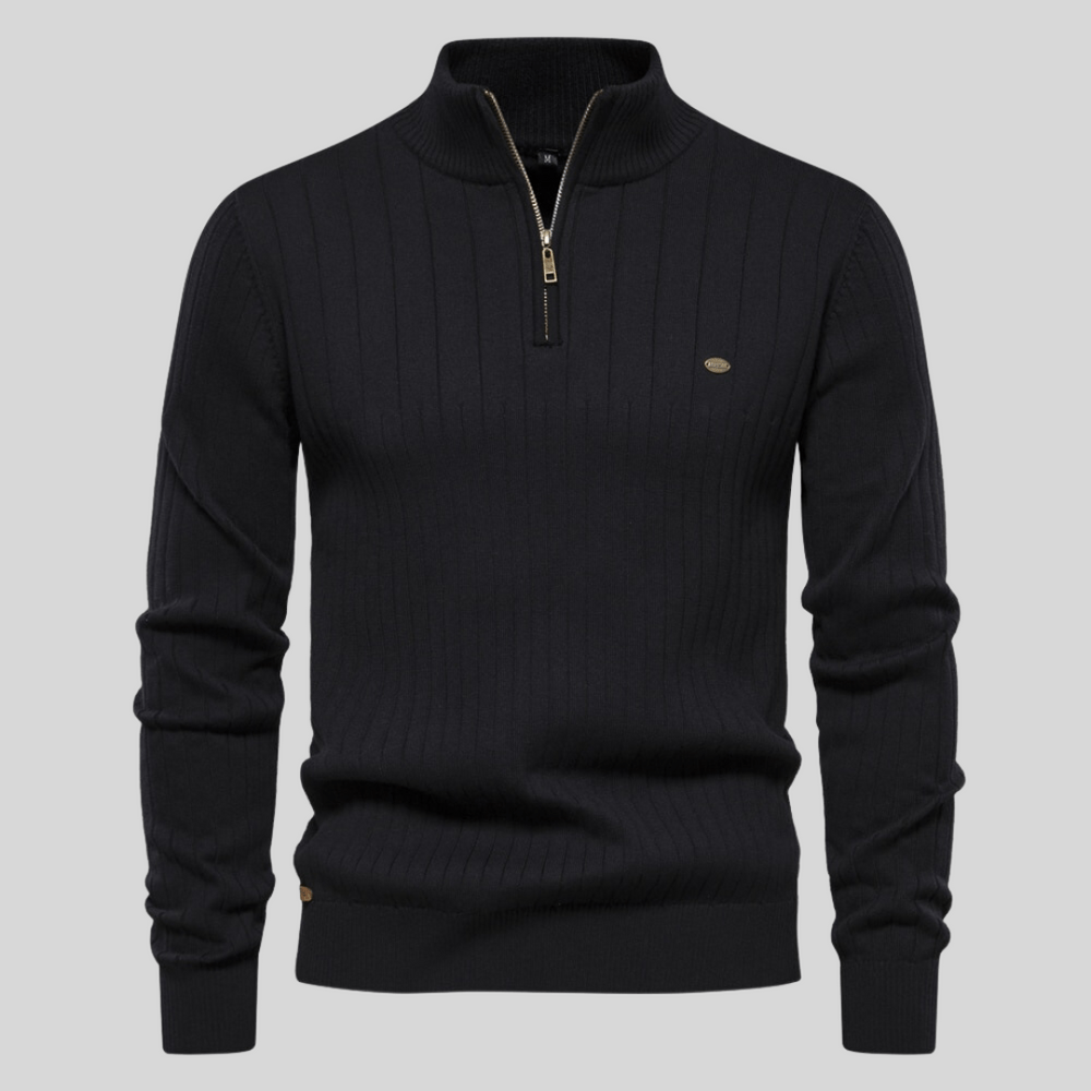 Herren Pullover Frühlings Half-Zip Rippstrick Bequem