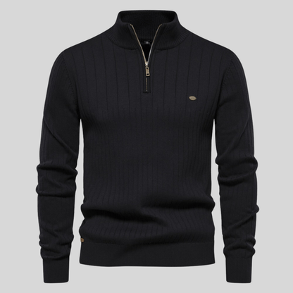 Herren Pullover Frühlings Half-Zip Rippstrick Bequem