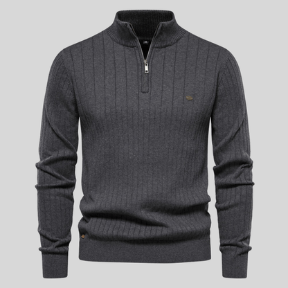 Herren Pullover Frühlings Half-Zip Rippstrick Bequem