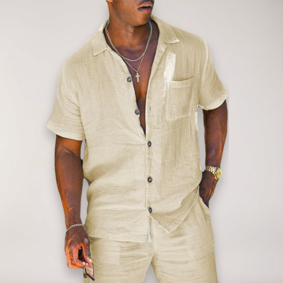 Herren Sommer Set Zweiteilig Leger