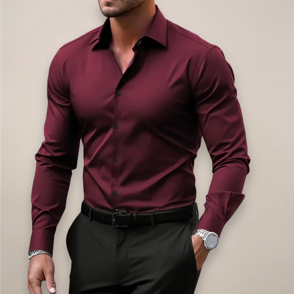 Herren Langarmhemd Slim Fit Modern