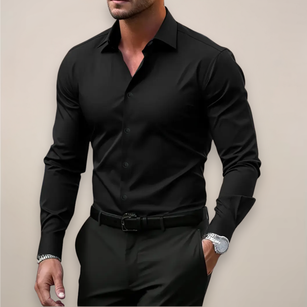 Herren Langarmhemd Slim Fit Modern