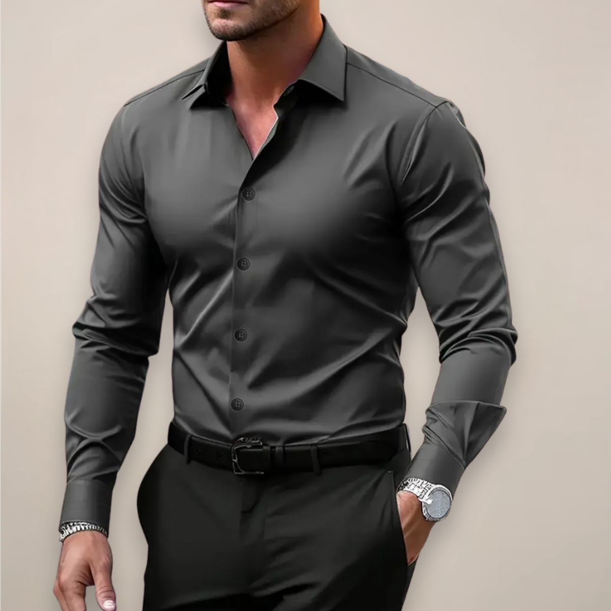 Herren Langarmhemd Slim Fit Modern - BerlinGlamour