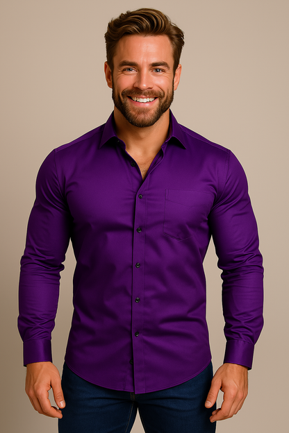 Herren Hemd Frühjahr Slim Fit Tailliert Modern