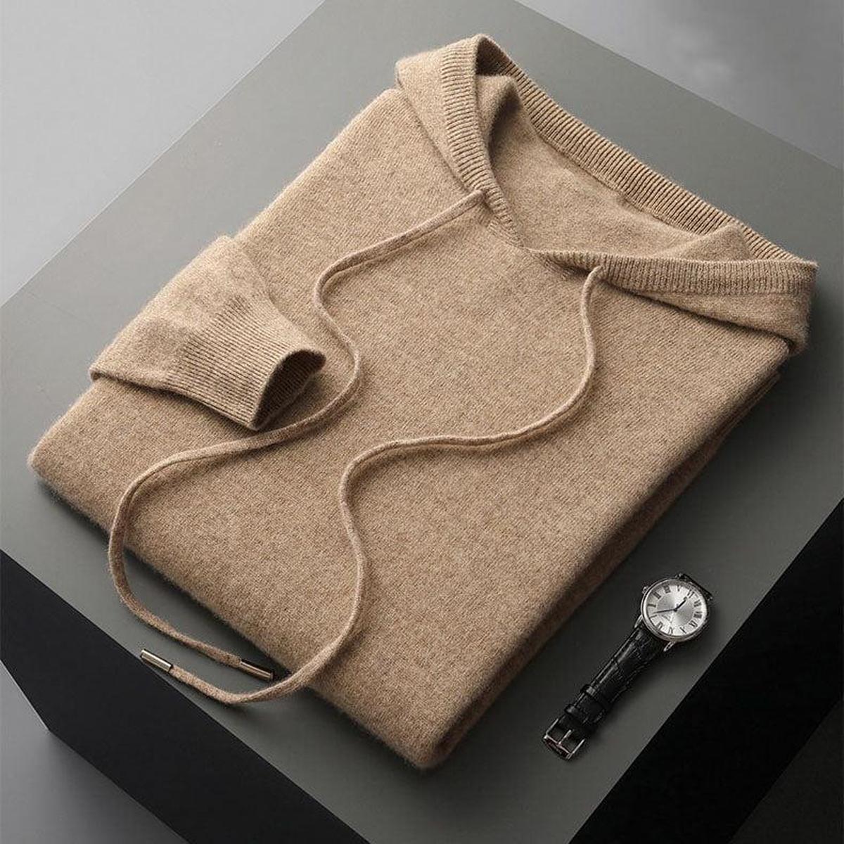 Herren Strickpullover Kapuze Lässig Bequem