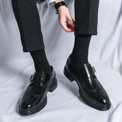 Herren Schuhe Monk Strap Leder Braun Elegante