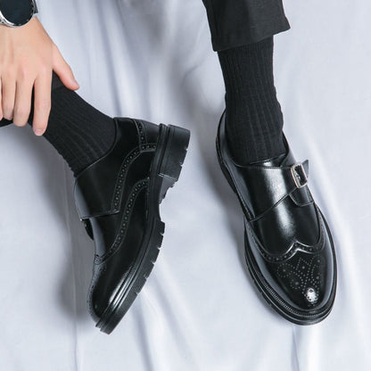 Herren Schuhe Monk Strap Leder Braun Elegante