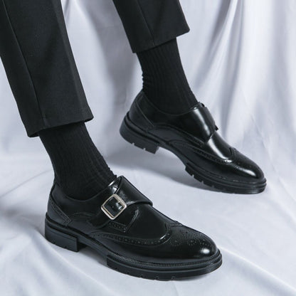 Herren Schuhe Monk Strap Leder Braun Elegante