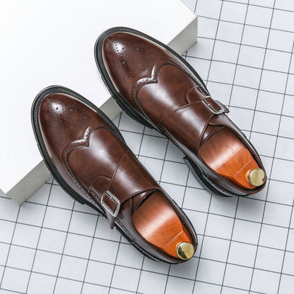 Herren Schuhe Monk Strap Leder Braun Elegante