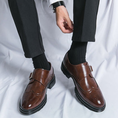 Herren Schuhe Monk Strap Leder Braun Elegante