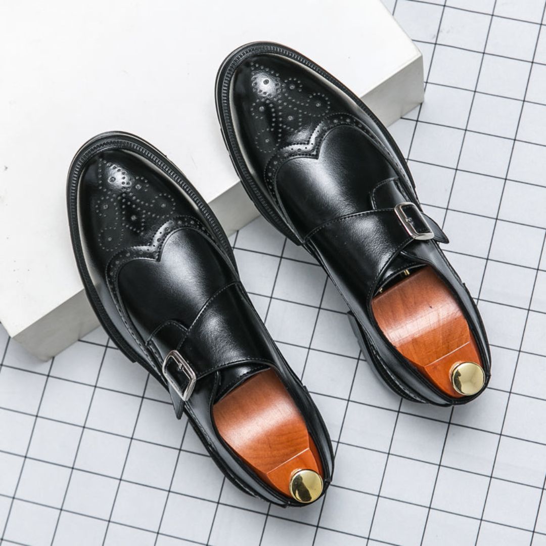 Herren Schuhe Monk Strap Leder Braun Elegante - BerlinGlamour