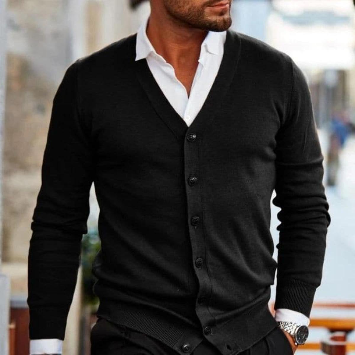 Herren Strickjacke Business Casual V-Ausschnitt Elegante