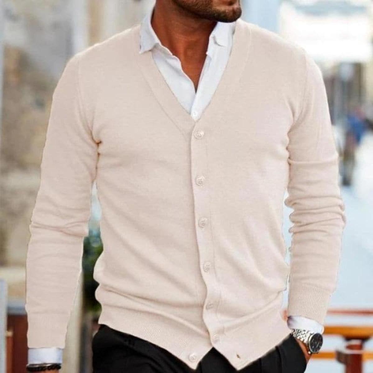 Herren Strickjacke Business Casual V-Ausschnitt Elegante