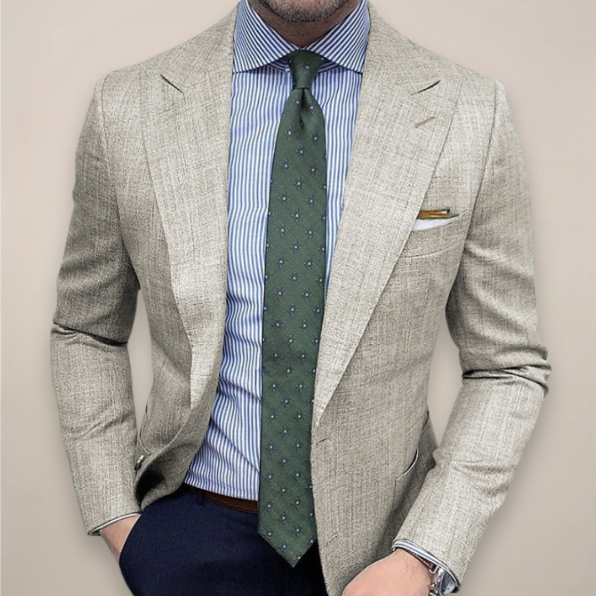 Herren Blazer Slim Fit Tailliert Strukturiert Modern - BerlinGlamour