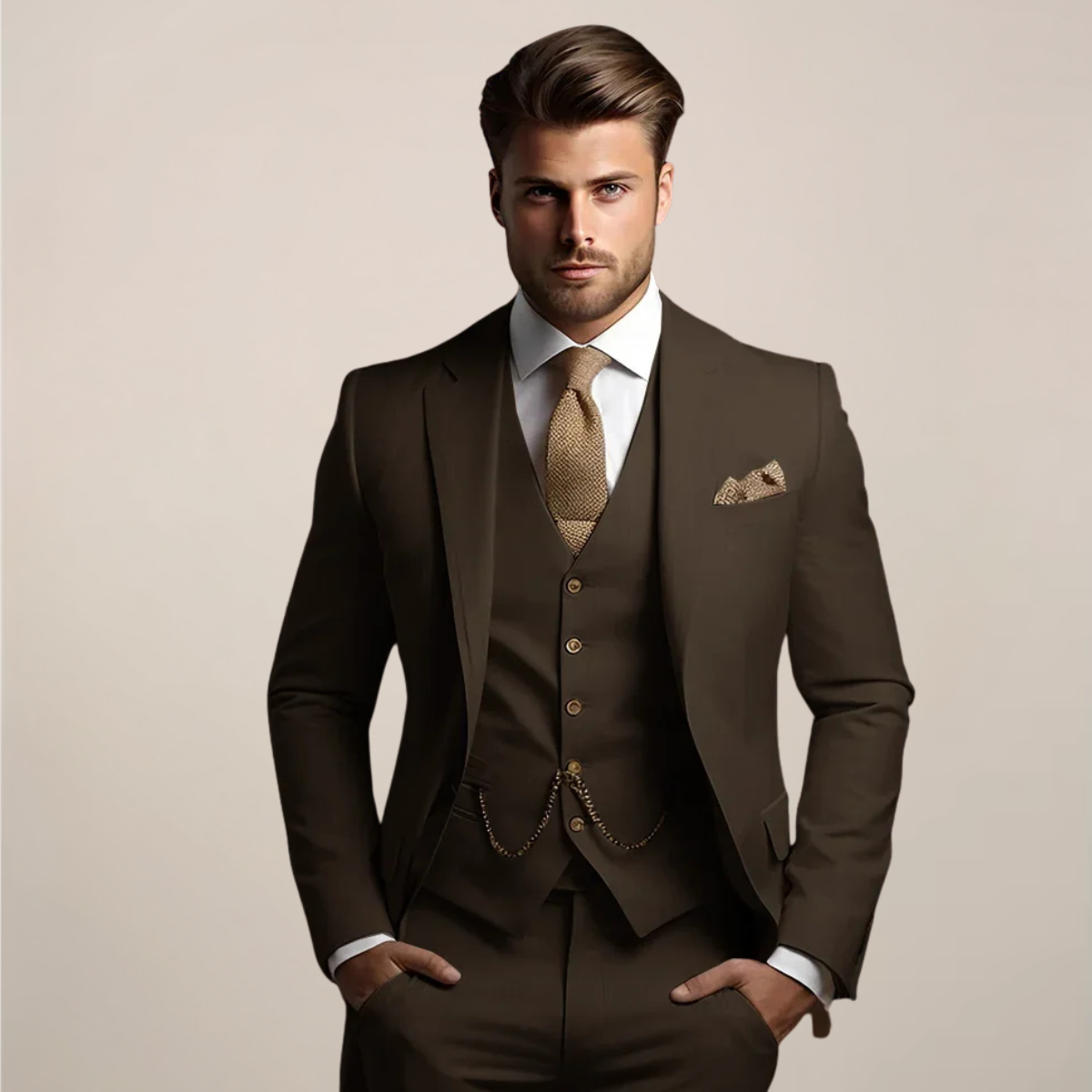 Herren Anzug Drei-Teiler Frühjahr Formal Slim