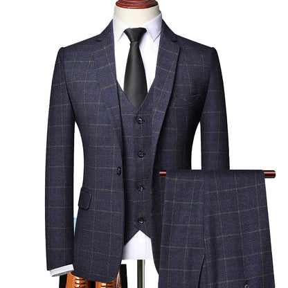 Herren Anzug Set Karierter Frühlingsanzug Slim Fit