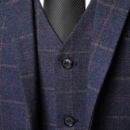 Herren Anzug Set Karierter Frühlingsanzug Slim Fit