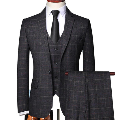 Herren Anzug Set Karierter Frühlingsanzug Slim Fit