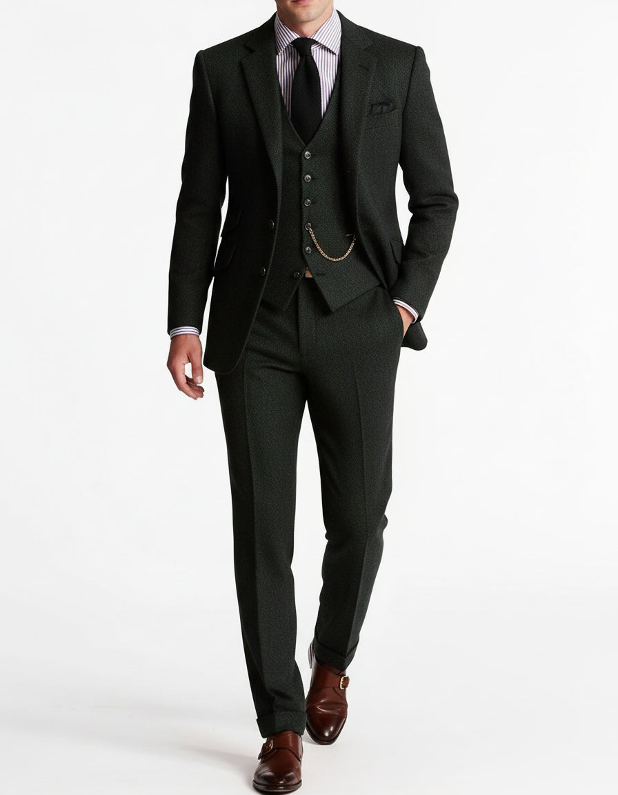 Herren Smoking Anzug Dreiteiliger Schwarzer Formal