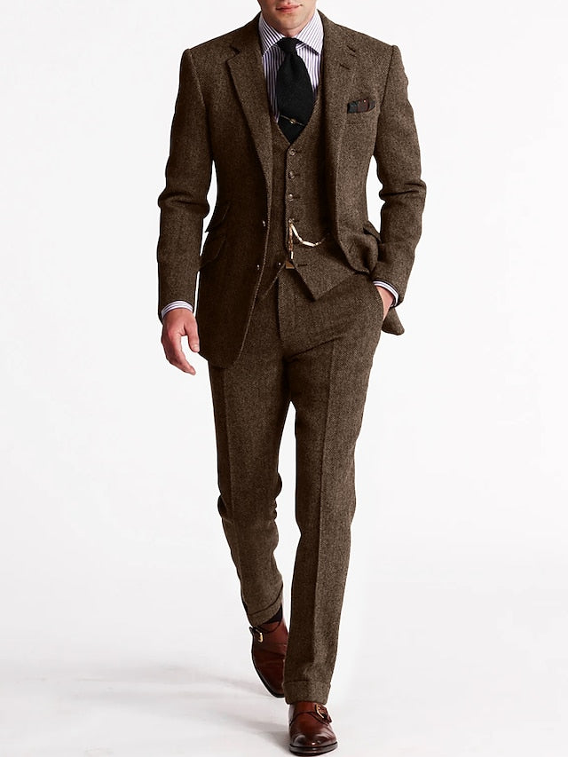 Herren Smoking Anzug Dreiteiliger Schwarzer Formal