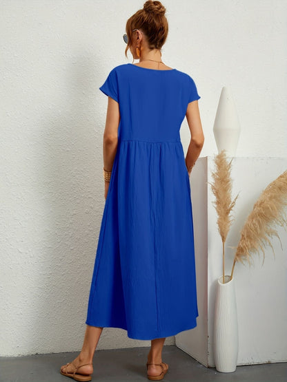 Elegantes Kleid Rundhals Ausschnitt Damenkleid Modern