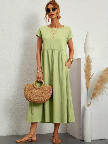 Kleid Rundhalsausschnitt Damen Elegantes Sommerkleid