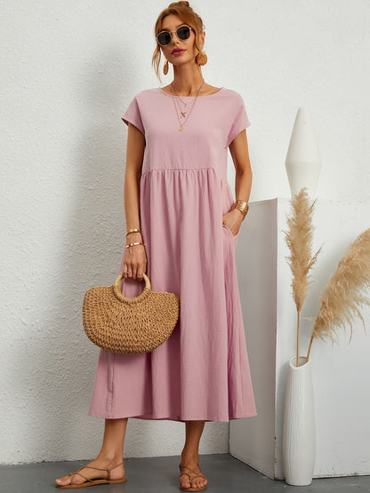 Kleid Rundhalsausschnitt Damen Elegantes Sommerkleid