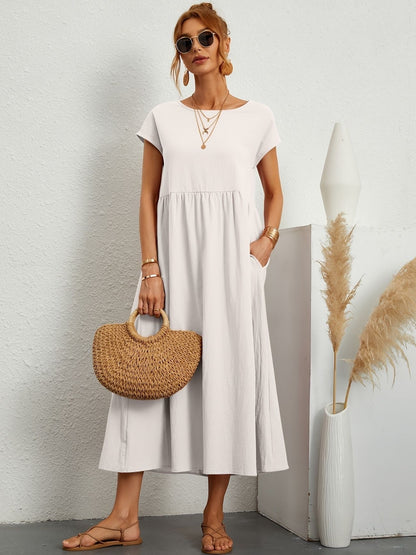 Kleid Rundhalsausschnitt Damen Elegantes Sommerkleid - BerlinGlamour