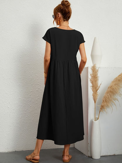 Elegantes Kleid Rundhals Ausschnitt Damenkleid Modern