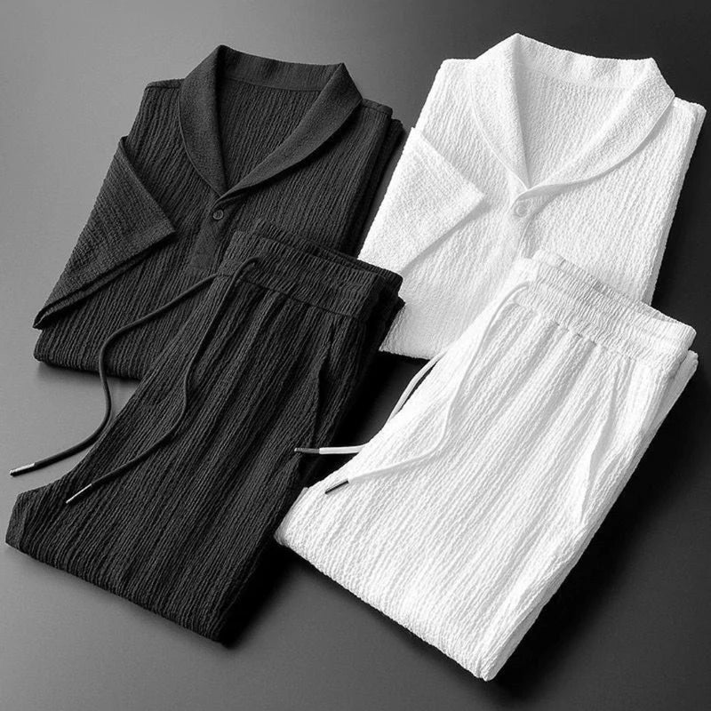 Herren Sommer Set Baumwolle Polo Hose Classic