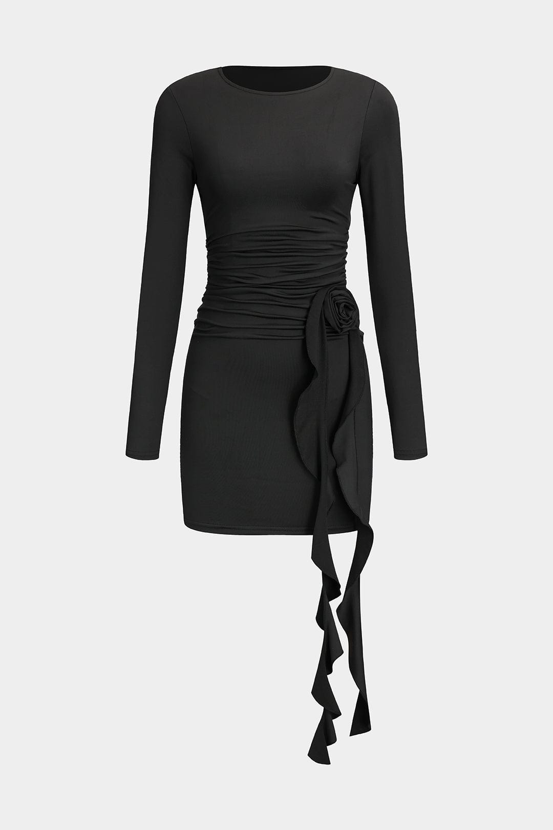 Schwarzes Minikleid Elegante Damenkleid Langärmlig Figurbetont - BerlinGlamour
