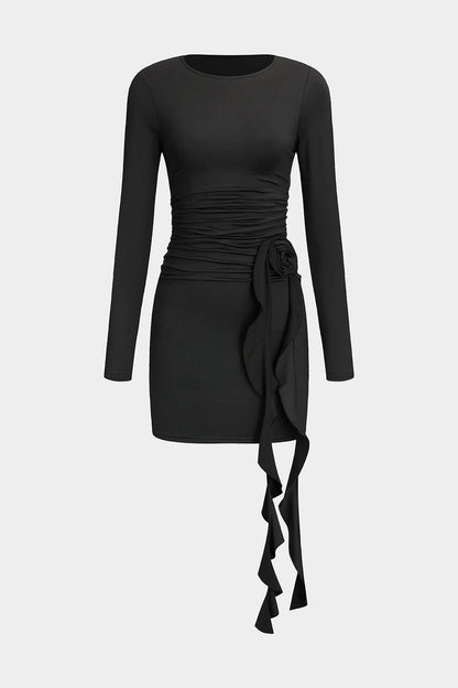 Schwarzes Minikleid Elegante Damenkleid Langärmlig Figurbetont - BerlinGlamour