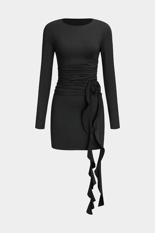 Schwarzes Minikleid Elegante Damenkleid Langärmlig Figurbetont - BerlinGlamour