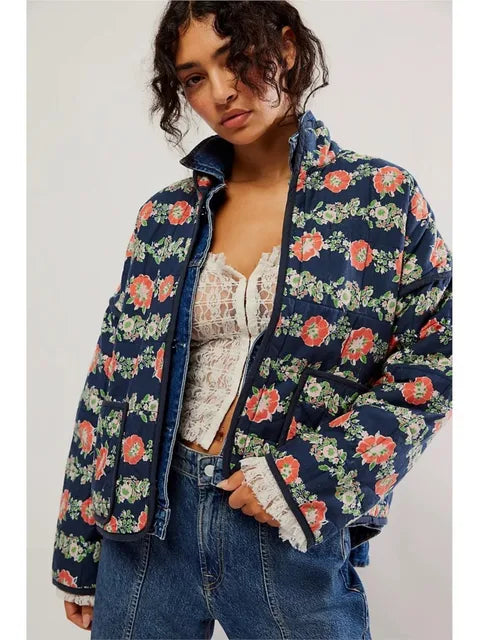 Winterjacke für Damen von Trionie mit Blumenmuster