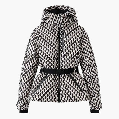 Modische Damen Skijacke mit Gürtel und Kapuze 2