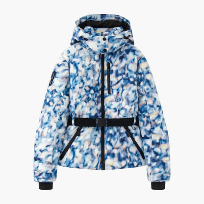 Modische Damen Skijacke mit Gürtel und Kapuze 4