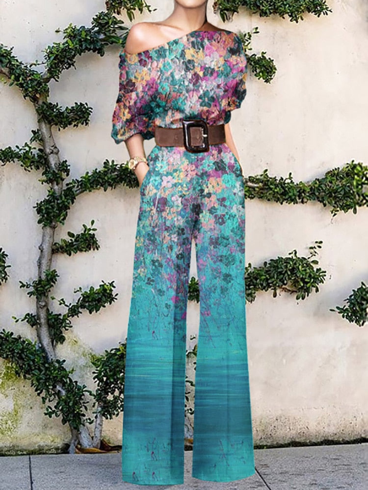 Trägerloser Jumpsuit Blumenmuster Sommerkleid Frauen