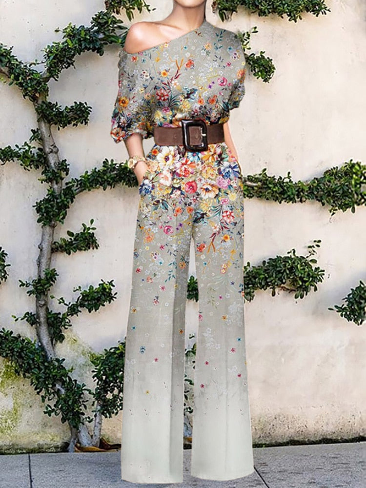 Trägerloser Jumpsuit Blumenmuster Sommerkleid Frauen