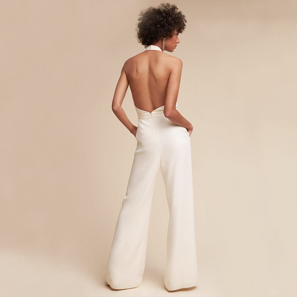Eleganter Damen Jumpsuit Ärmellos V-Ausschnitt Großes Bein