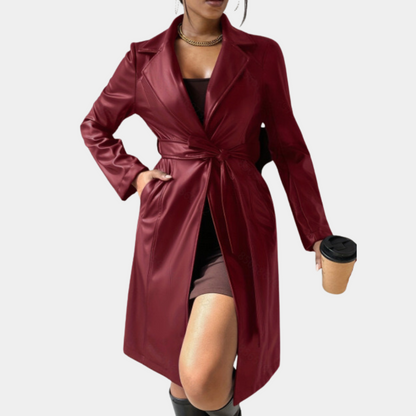 Damen Herbstjacke Lange Stylisch Schwarz