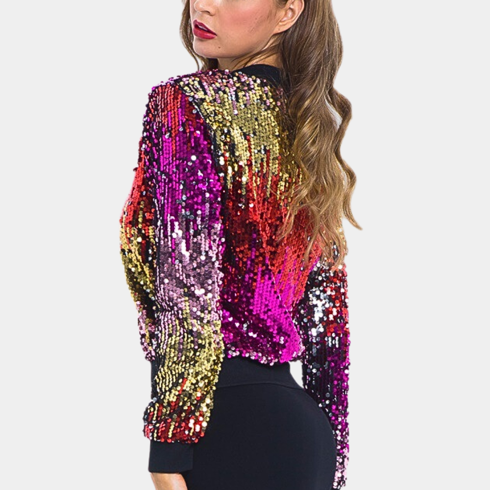 Glitzerjacke Damen Herbst Pailletten Kurzjacke Modern - BerlinGlamour