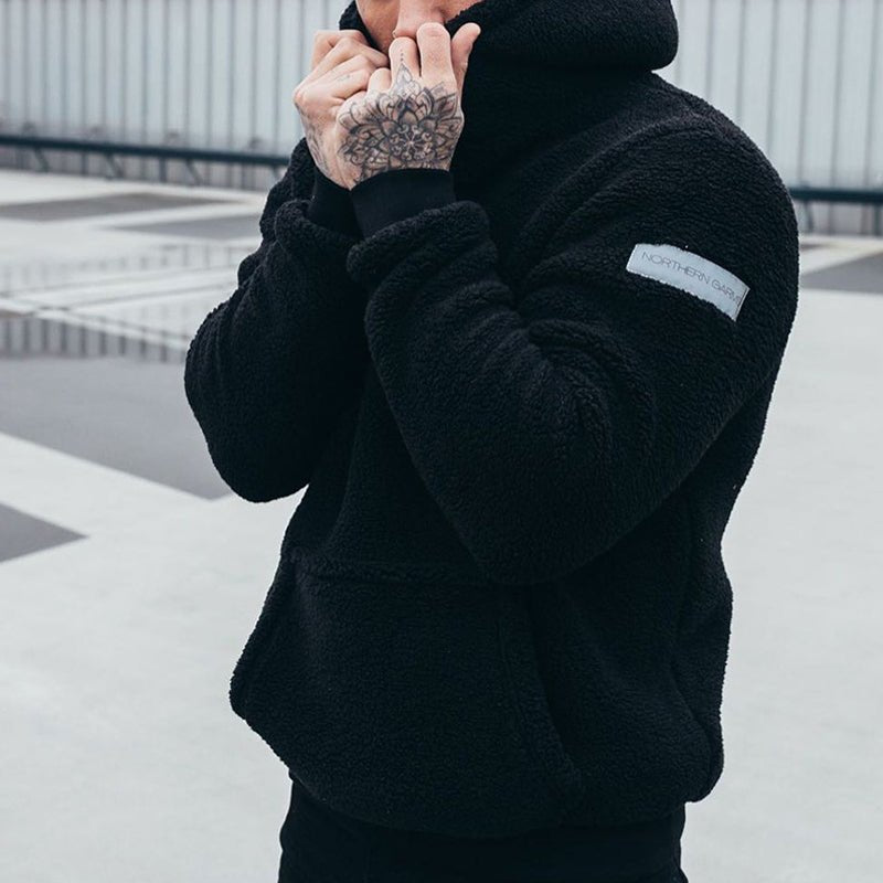 Kuscheliger Plüsch-Kapuzenpullover für Herren