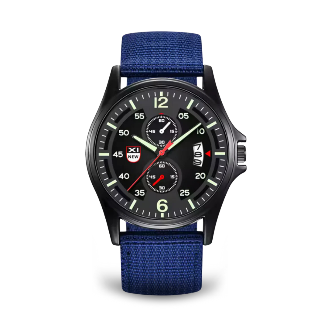 Herrenuhr Militärstil Quarz Sportuhr Schwarz