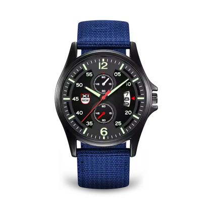 Herrenuhr Militärstil Quarz Sportuhr Schwarz