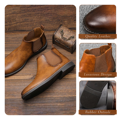 Herren Chelsea Boots Lederschuhe Komfortabel