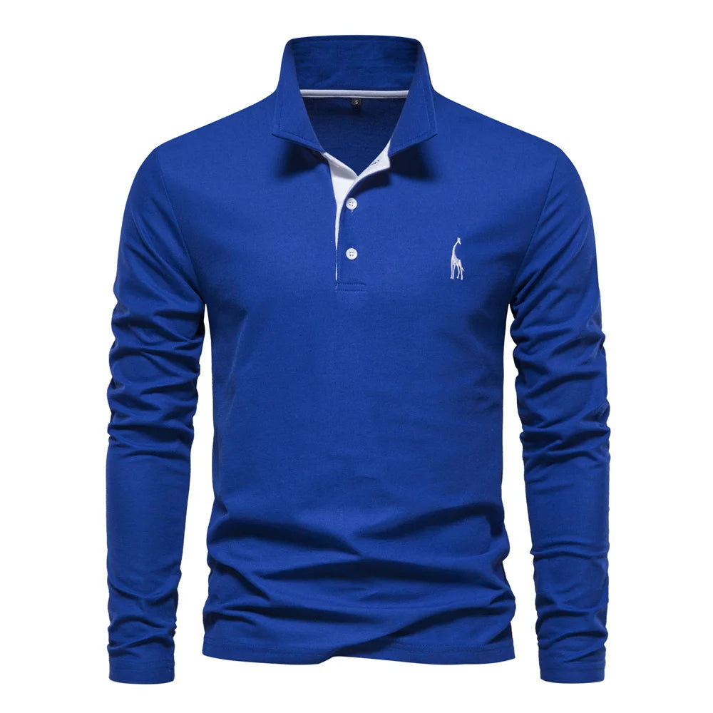 Herren Polo Pullover Langarm Warm