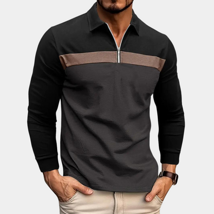 Herren Poloshirt Langarm Baumwolle Bequem