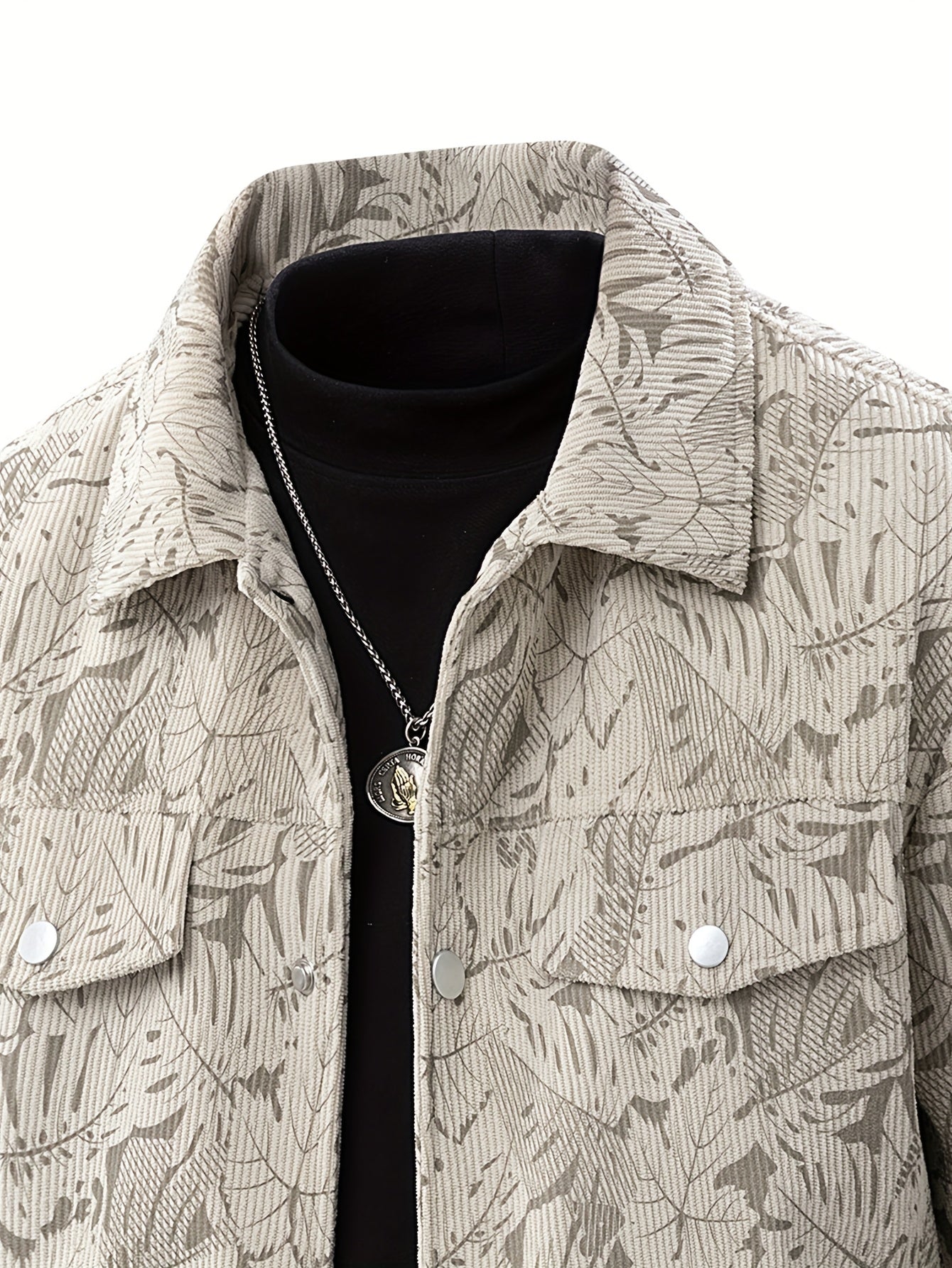 Herren Cordjacke Lässig Beige Modern